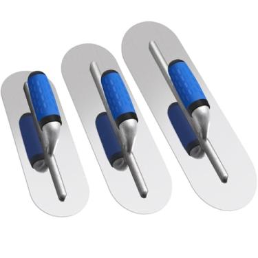 Imagem de Lasnten Conjunto de espátula de piscina de aço inoxidável de 3 peças (40,6 cm x 10,2 cm e 30,5 x 10,2 cm) e 30,5 cm x 10,2 cm) Ferramentas de espátula de acabamento de concreto de cimento para reboco