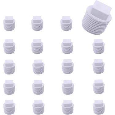 Imagem de 10 peças de plugue macho de tubo de PVC branco de 1/2 polegada, adaptador de plugue de rosca macho de PVC, fecho de tubulação de água, tampa de extremidade de tubo rosqueado macho de PVC para conexões