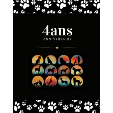Imagem de 4 ans Anniversaire: Carnet Bloc Notes 4 ans | Couverture Chiens Vintage | 100 Pages 22 x 28 Cm | Bullet Journal