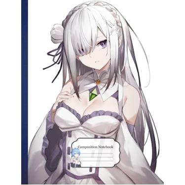 Imagem de Composition NoteBook: Rem Re Zero Ram Kanjii D48, 8.5x11 Inches - 110 page Basics College Ruled Anime Work From Home For Children Office Supplies College Students Office School