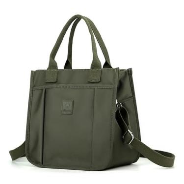 Imagem de Tuobo Bolsa pequena com zíper para mulheres bolsa de nylon Hobo bolsa carteiro, Verde militar