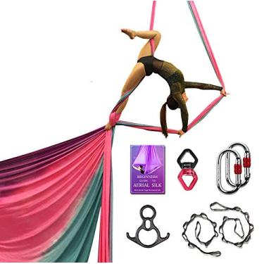 Imagem de Conjunto de equipamentos de luxo de sedas aéreas para yoga aérea, rede de yoga aérea, acrobacia aérea, artes de circo, dança aérea (G: 10 m L: 2,8 m, Gradual Change Purple