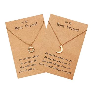 Imagem de Colar de Melhor Amigo para 2, Colar de Amizade Combinando Sol e Lua Presentes para Irmãs BFF, Chain length is 18 inches + 2 inch extension, Aço inoxidável, Sem Pedra Preciosa