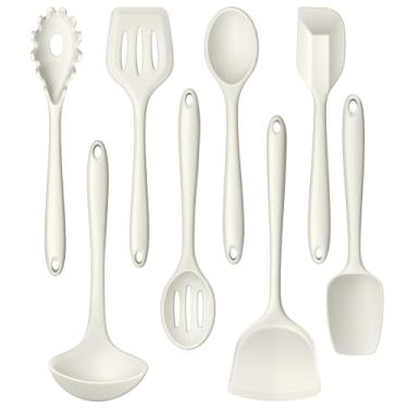 Imagem de LIANYU Conjunto de utensílios de cozinha de 8 peças, conjuntos de utensílios de silicone, utensílios de cozinha resistentes ao calor, essenciais para panelas antiaderentes com espátula, colher,