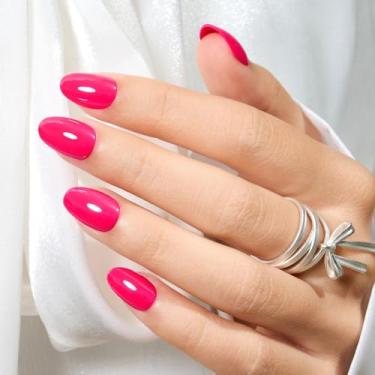 Imagem de modelones Short Press On Nails, 32Pcs 16 Tamanhos Oval Fake Nails Kit Press Ons Com Cola Para Unhas, Abas Adesivas, Lixa De Unhas, Almofada De Preparação, Bastão De Manicure, Suco De Frutas