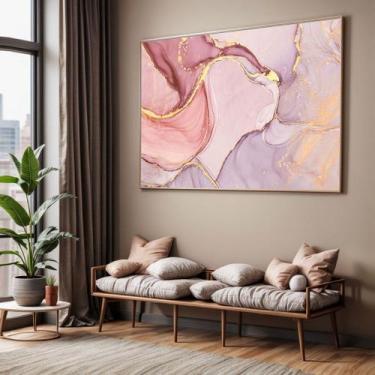 Imagem de Quadros decorativos com Moldura Sala Quarto Abstrato Marmore Rosa Gran
