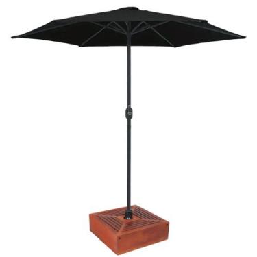 Imagem de Kit Ombrelone Guarda Sol Ipanema 2,5m Articulado Preto com Base Revest