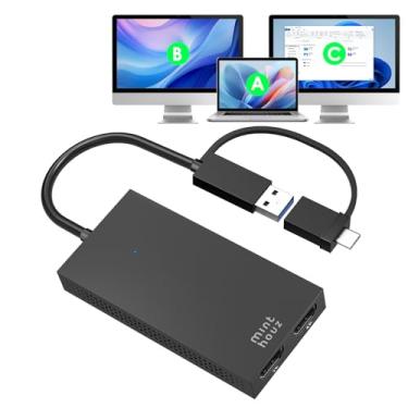 Imagem de Adaptador USB C para HDMI duplo - Adaptador gráfico de vídeo universal para Thunderbolt 5/4/3, USB 4, USB-A/C, Mac e Windows, USB 3.0 para 4K @30Hz e extensor HDMI 1080p @60Hz para Windows e MacBook