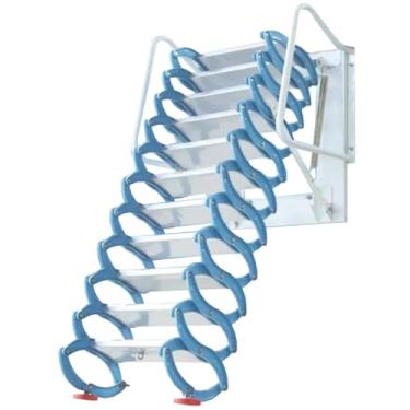Imagem de Escada do sótão Puxe a escada dobrável de escada montada na parede com uma ampla estrutura compacta de pedal para externo interno