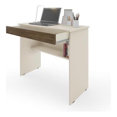 Imagem de Mesa Multifuncional Para Computador (1 Gaveta) Moderna E Simples(OFF/NATURE)