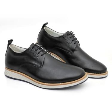 Imagem de Sapato Masculino Oxford Derby Elite Couro Legítimo Feito a Mão, Preto,39