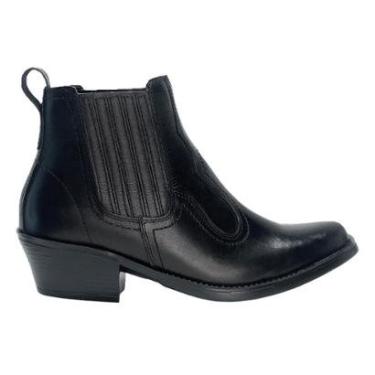 Imagem de Bota Country Masculina Couro Preta Lisa Cano Curto Confort Cor:;Tamanho:39-Masculino