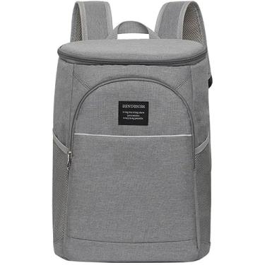 Imagem de Bolsa térmica 18L com alça reforçada, conserva alimentos e bebidas frios ou quentes, ideal para viagem, praia, camping, piquenique, trabalho, pesca e marmita. (cinza)