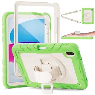 Imagem de Stweap Capa para iPad (A16) 11ª/10ª geração 2025/2022 (28.9 cm/27.9 cm), capa protetora resistente à prova de choque com protetor de tela, suporte giratório, alça de mão/ombro - verde