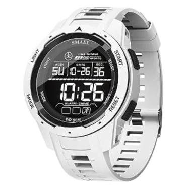 Imagem de Relógio para homens relógios digitais esportes led relógios de pulso masculino 50m à prova d'água luz digital cronômetro,Cor Branco.