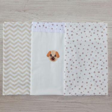 Imagem de Cueiro 3 Peças Para Bebe Estampado Menino - Miguel Baby, Cachorro