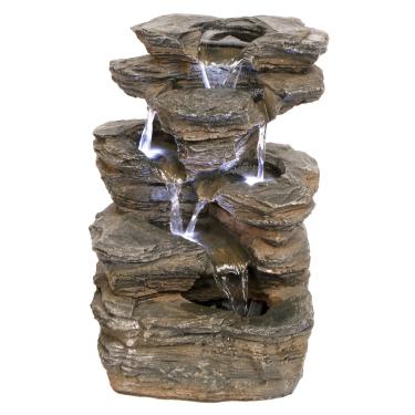 Imagem de Design Toscano QN154062 Fonte de água com luz LED – Devil's Thumb Falls Garden Decor Rock Fountain – Recurso de água ao ar livre, colorido