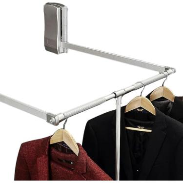 Imagem de Cabide de varões de puxar para armário, trilhos de elevação de alumínio, sistema de armazenamento organizador, varões de cabide de armário, economiza espaço, carrega 30 kg