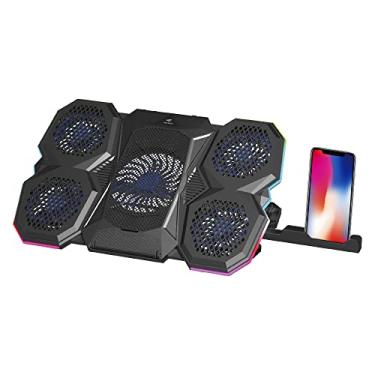 Imagem de C3Tech Base para Notebook Gamer NBC-300BK ate 17,3" Preto com 5 coolers ventiladores com iluminação RGB na lateriais e painel controlador de funções