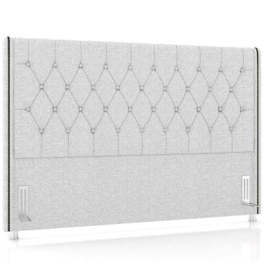 Imagem de Cabeceira Cama Box Queen 160cm Estofada Frizza P05 Linho Cinza Claro