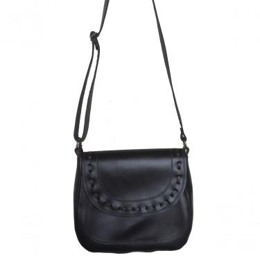 Imagem de Bolsa Feminina Transversal De Couro Bovino Grande Preta Cor Preto