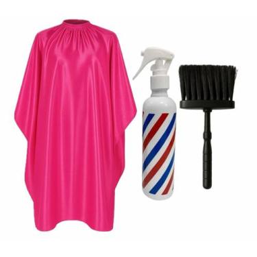 Imagem de Kit Capa Para Cortar Cabelo Com Borrifador Pole e Espanador - Barbersh