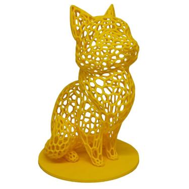 Imagem de Gato Sentado 18 Cm Vazado 3d Enfeite Objeto Decorativo Decoração Amarelo