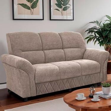 Imagem de Sofá 3 Lugares Cama Inbox Mourato 187cm De Largura Em Bouclé Bege Claro