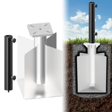 Imagem de Zupoquk Base De Guarda-Chuva Embutida, Suporte Embutido, Aço À Prova Ferrugem, Âncora Universal Para Guarda-Sol Suspenso Em Balanço E Poste Central Pátio