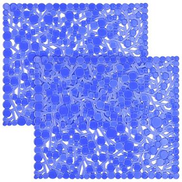 Imagem de Coopay Pacote Com 2 Tapetes De Plástico Para Pia Cozinha, Protetores Pvc Ecológicos, Ajustáveis, Aço Inoxidável/Porcelana, Secar Louças No Fundo Da Pia, 32 Cm X 26 (Azul)