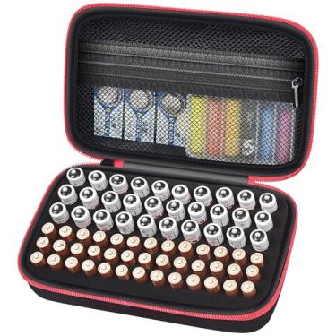 Imagem de ALKOO Caixa Organizadora De Armazenamento Baterias Para Mais 69 Pilhas Aa Aaa C 9V 3V Lítio - Sem Testador Incluído (Vermelho)
