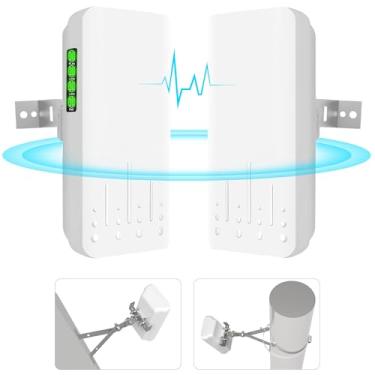 Imagem de eoqo Ponto De Ponte Sem Fio Para Área Externa Com Suporte, Extensor Wi-Fi Starlink Cpe 5,8 Ghz E 100 Mbps, Antena Longo Alcance Alto Ganho Extensão Rede Internet, Pacote 2