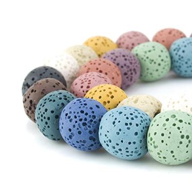 Imagem de Beadnova – Contas de pedra preciosa vulcânica de 6 – 12 mm de cor – Pedra de energia – Cura Power – Contas soltas para fabricação de joias, Mixed Colors, 12mm, 1