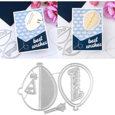 Imagem de Briartw Hooray moldes de corte de balão para fazer cartões de coqueteleira e artesanato pop-up 3D - compatível com blocos de papel de favo de mel, artesanato em papel, perfeito para scrapbooking