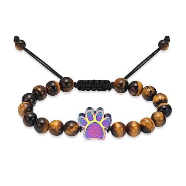 Imagem de Pulseira de cremação para cinzas de animais de estimação - joia de cremação, pulseira de urna de pedra vulcânica para cinzas para mulheres e homens - Lembrança de cinzas de cachorro, Aço inoxidável
