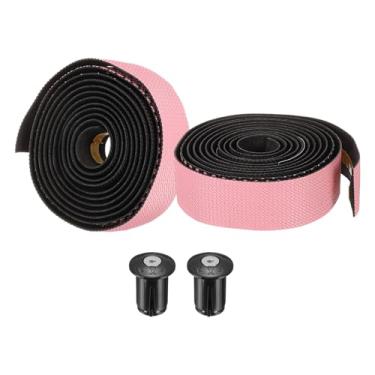 Imagem de PATIKIL Fita de guiador de bicicleta de EVA PU, 1 par de fita macia para barra de bicicleta tamanho único com plugues de extremidade e costas adesivas para dobrar ciclismo de estrada, rosa