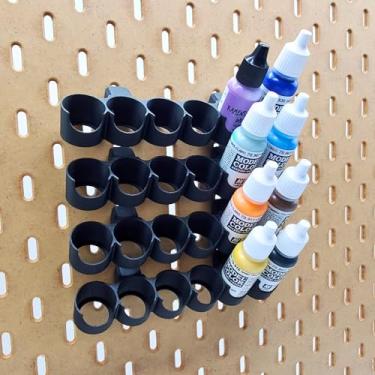 Imagem de Generic Suporte conta-gotas de tinta de 17/18 mL, compatível com IKEA SKADIS, compatível com Vallejo, Army Painter e outras marcas de tinta importantes, frascos de diâmetro externo de 25,4 mm (preto