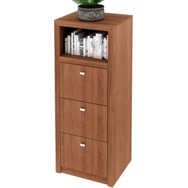 Imagem de Armário Para Escritório Com 3 Gavetas Arquivo Amêndoa