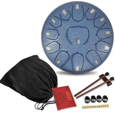 Imagem de Tambor de língua de aço Ironkoi, percussão musical de 13 tons, azul