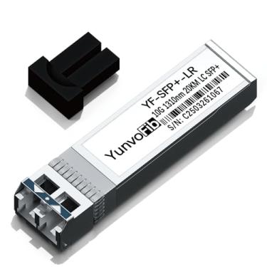 Imagem de YunvoFib 10GBase LR Duplex SFP+ para LC Módulo Transceptor de Fibra Gigabit Ethernet Óptica 1310 nm até 10 KM Compatível com Cisco SFP-10G-LR, Ubiquiti UniFi, Mikrotik e mais