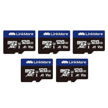Imagem de LinkMore Cartão Micro SDXC de 128 GB (pacote com 5), compatível com A1, UHS-I, U3, V30, Classe 10, velocidade de leitura de até 95 MB/s, velocidade de gravação de até 45 MB/s, adaptador SD incluído