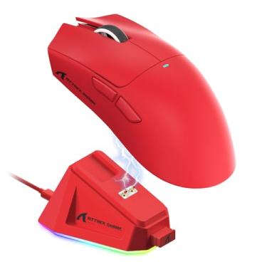 Imagem de ATTACK SHARK Mouse para jogos X11 Ultra-leve modo triplo PAW3311 Sensor óptico 22K DPI 5 botões programáveis para PC/Mac Vermelho