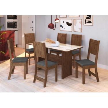 Imagem de Conjunto Sala de Jantar Fidelitá Atenas 150cm Com 6 Cadeiras Noce/Off-