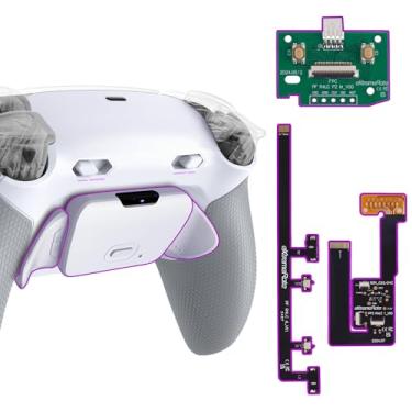 Imagem de eXtremeRate Kit De Pás Traseiras Rise Plus Max Com Travas Gatilho E Empunhadura Emborrachada Para Controle Ps5 Bdm-030 040 050, Botões Remapeáveis - Branco Cinza Não