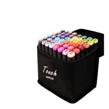 Imagem de Conjunto de Canetas Marcador Permanente Canetinhas para Colorir Touch com Ponta Dupla para Desenhos Profissional e Escolar com Duas Pontas Hidrográficas com Estojo para Transporte Brashopmall® (48)