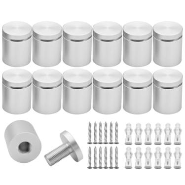 Imagem de KENSHIRE Placas de montagem de parede de alumínio sólido com 12 peças suportam parafusos publicitários de fixação para moldura de acrílico, quadro de avisos, cartazes de vidro com exibição de 25 x 25