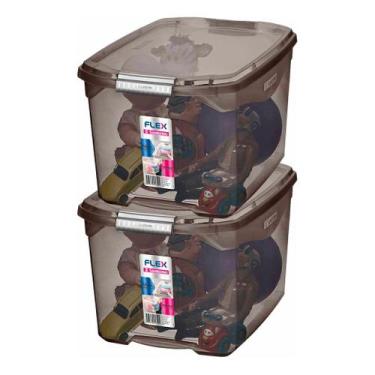 Imagem de 2 Caixa Organizadora Brinquedo Objeto Roupas 29l Preto Sanremo