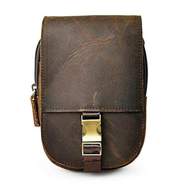 Imagem de Le'aokuu – Bolsa masculina de couro genuíno para cintura, Dark Brown 1, Small