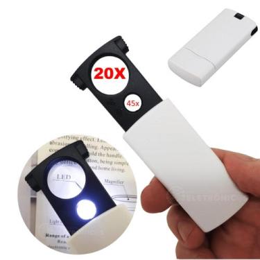 Imagem de Lupa 2 Em 1 Ampliação 20x/45x Portátil Mão Bolso Para Leitura 92045 - 