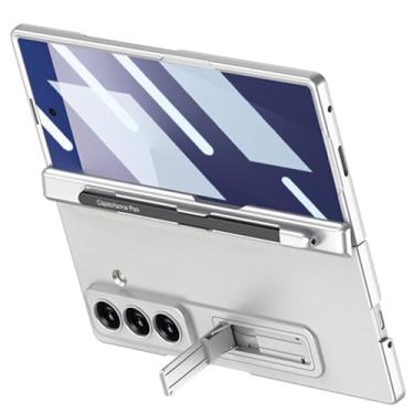 Imagem de LYJSMGZ Capa com suporte para Samsung Galaxy Z Fold 7, capa protetora de tela de câmera com suporte de caneta fino PC capa de dobradiça antiderrapante, branca, dobra 7